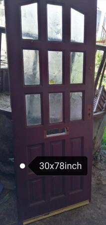 Image 1 of Door solid hardwood exterior door 30x78 inchs