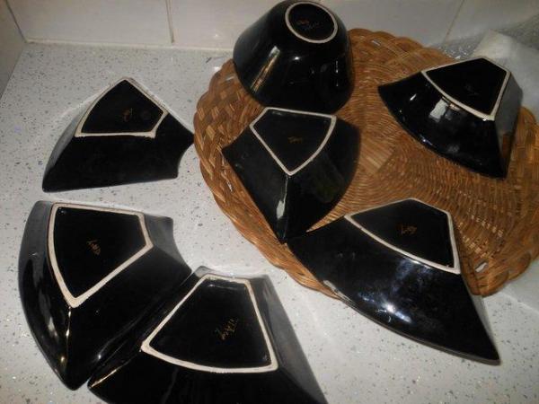 Image 2 of Lazy Susan Serving Ceramic Dishes on Tray Italian 1980s