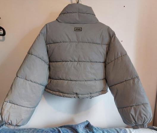 Image 2 of Pull & Bear silver bomber jacket size medium