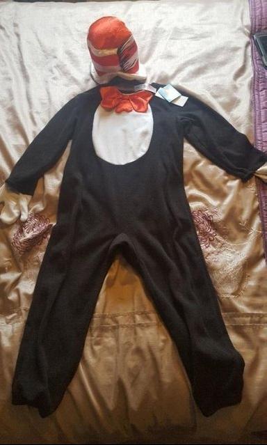 Preview of the first image of New with Tags Cat in the hat costume age 7-8 years.