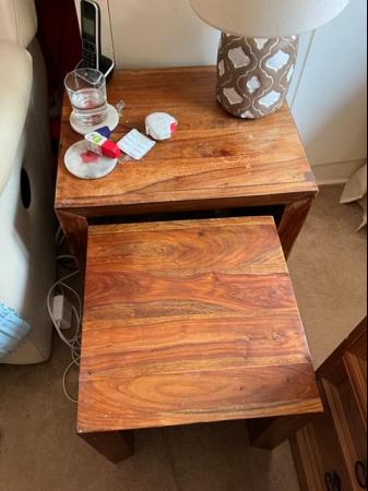 Image 1 of Two sets of nesting tables or side tables solid wood
