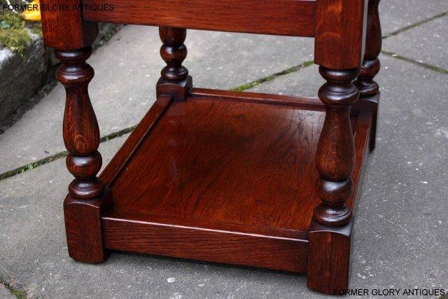 Image 96 of AN OLD CHARM TUDOR BROWN CARVED OAK BEDSIDE PHONE LAMP TABLE