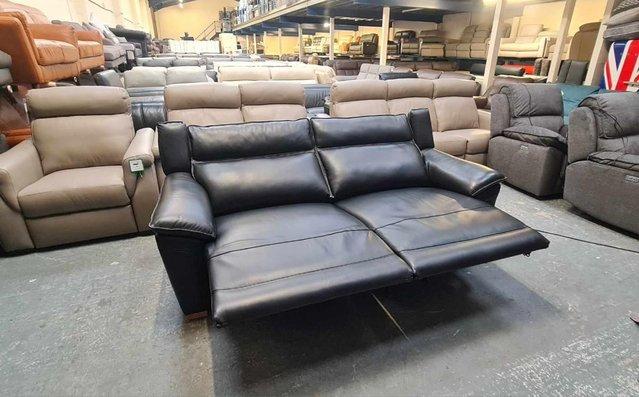 Image 13 of Dune black leather electric recliner 3 seater sofa
