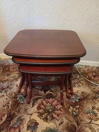 Image 3 of Vintage Nest Of 3 Mahogany Wooden Coffee Side Lamp Tables