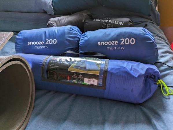 Image 1 of Four man tent, two sleeping bags and two pillows