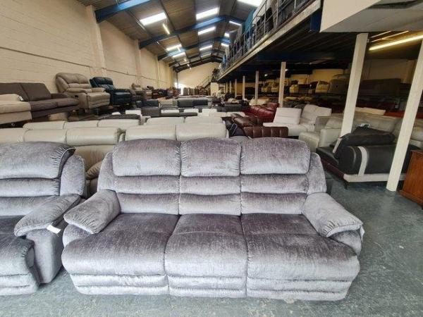 Image 5 of Farrington grey fabric manual recliner 2 x 3 seater sofas