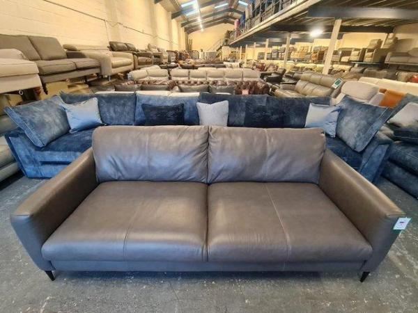 Image 5 of Ex-display Massimo grey leather large 3 seater sofa