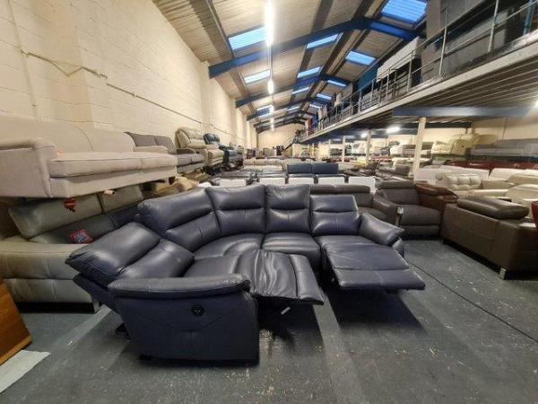 Image 12 of Albion blue leather electric recliner corner sofa