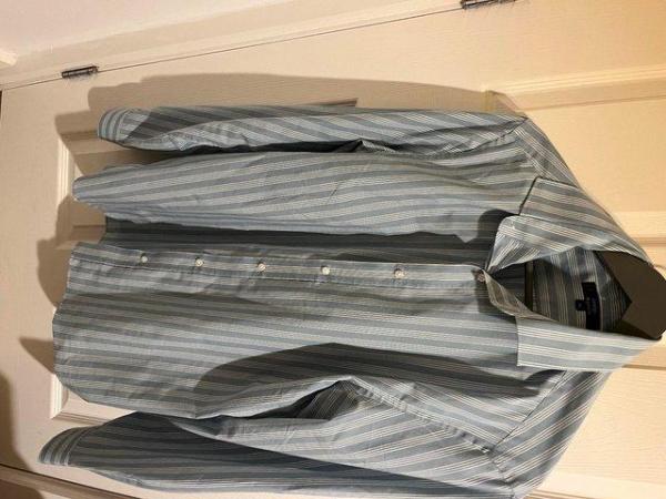 Image 1 of Mens Formal stripped grey and white shirt