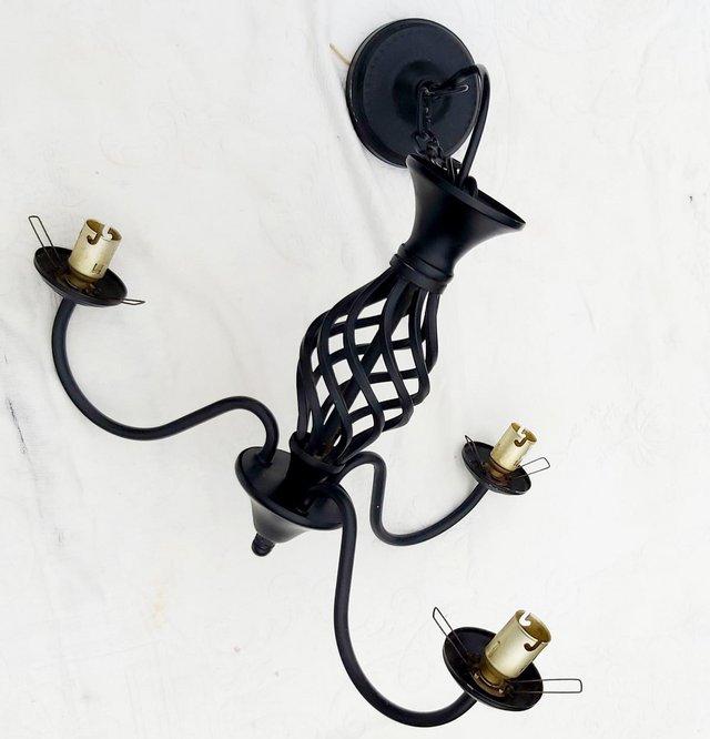 Preview of the first image of Black Twisted Metal Chandelier Style Light Fitting.
