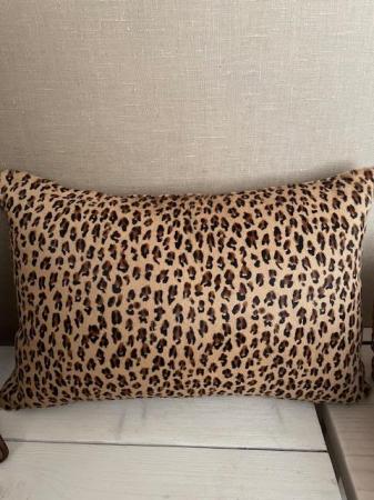 Image 1 of Leopard print on Cowhide cushion