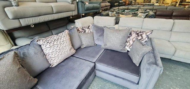 Image 5 of Titan corner sofa in Festival Steel/Grey Mix fabric