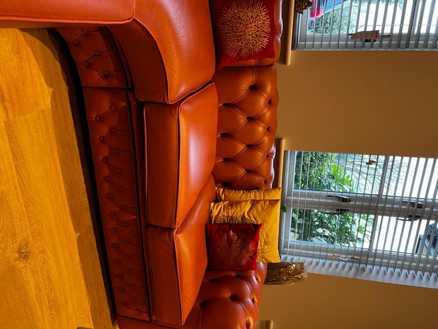 Preview of the first image of REDUCED - Chesterfield leather corner 6 seater settee.