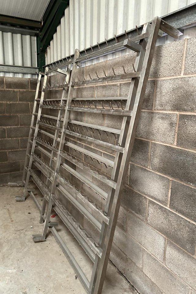 Preview of the first image of 2 x STAINLESS STEEL FOOD GRADE BUTCHERS HANGING RAILS.