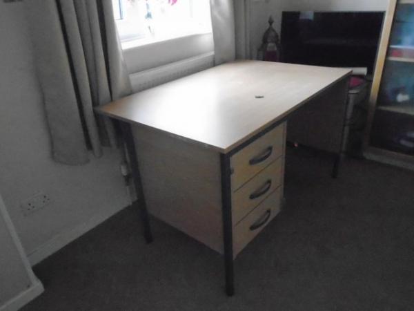 Image 2 of OFFICE DESK - Solid with Metal Frame