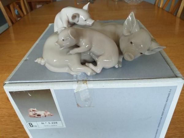 Image 1 of Lladro Playful Piglets  5228 Boxed