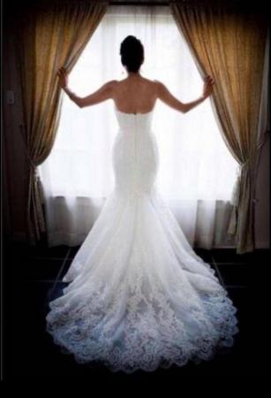 Image 2 of Enzoani designer wedding dress size 12 tall ivory lace