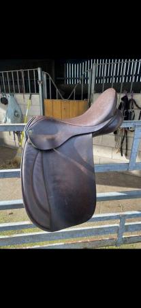 Image 1 of Santana brown leather saddle 17 1/2"
