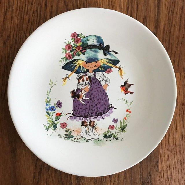 Preview of the first image of Vintage 1980's child's ceramic plate. Purbeck Ceramics Ltd..