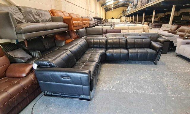 Image 18 of Packham black leather electric recliner corner sofa