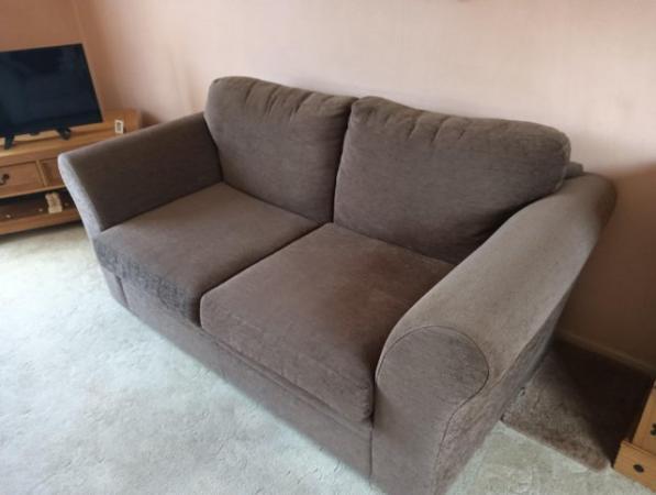 Image 2 of Sofa - chocolate coloured 2/3 seater