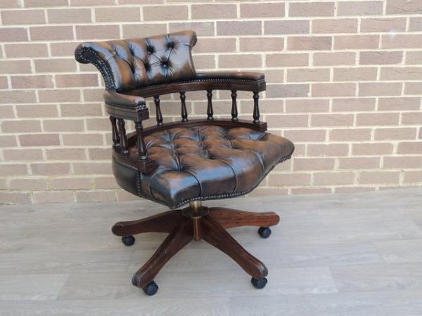 Image 5 of Golden Brown Chesterfield Captains Chair (UK Delivery)