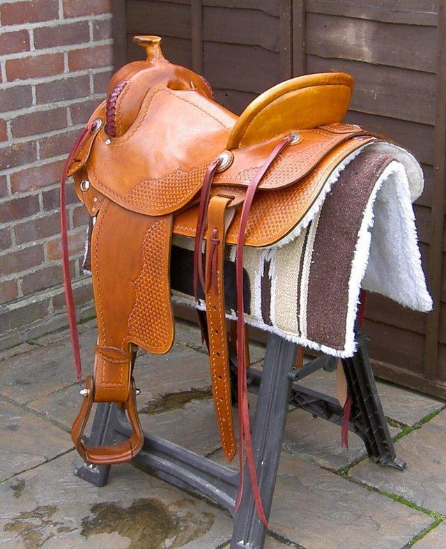 Preview of the first image of Western Trail Saddle with either Western cynch or English.