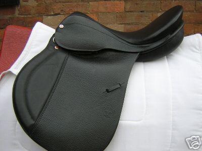 Preview of the first image of BNWOT Lemtex black leather pony saddle.
