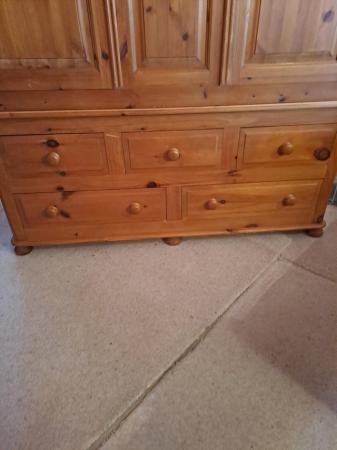 Image 1 of Triple Wardrobe with drawers - Antique Wax