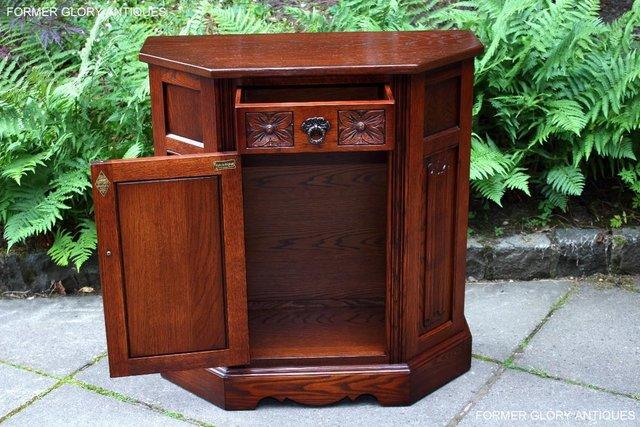 Image 105 of OLD CHARM TUDOR OAK CANTED HALL TABLE CABINET CUPBOARD STAND
