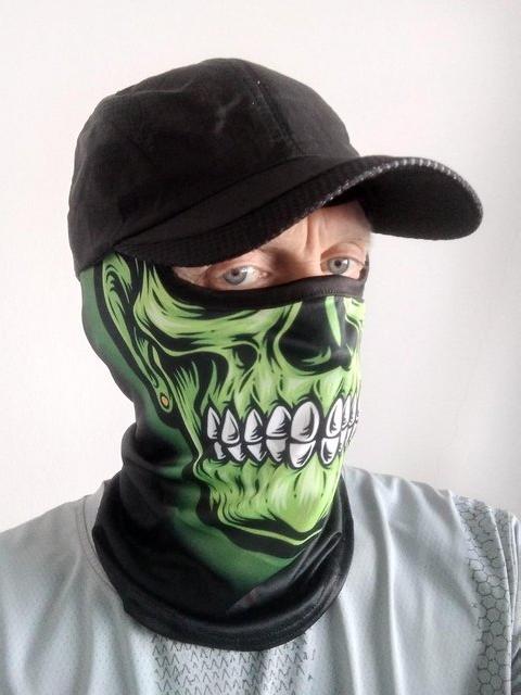 Green Monster skull full head mask with baseball cap. - £18 each