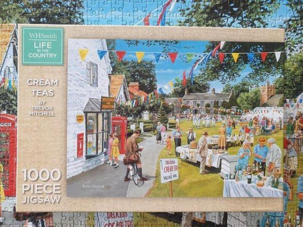 Image 1 of 1000 piece jigsaw called CREAM TEAS by WH SMITH,  by Trevor
