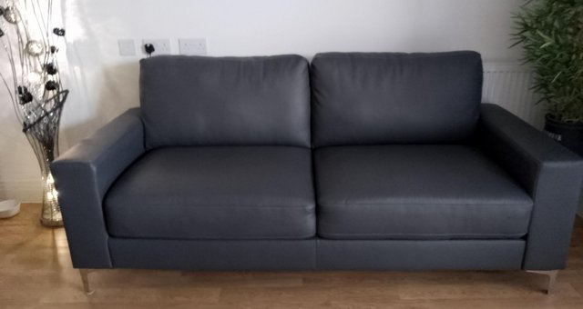 Image 2 of Dark Grey Faux Leather Sofa