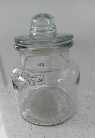 Image 6 of A Medium Sized Glass Storage Jar.  Height 8" (20cm)
