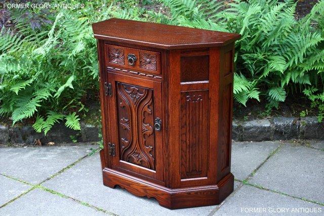 Image 106 of OLD CHARM TUDOR OAK CANTED HALL TABLE CABINET CUPBOARD STAND