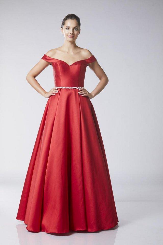 Preview of the first image of Tiffanys red prom dress style Adele size 16shop sample.
