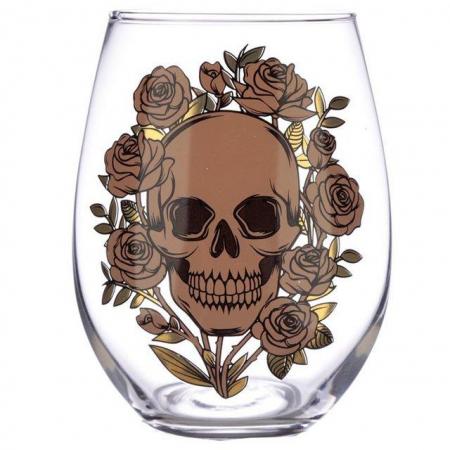 Image 2 of Fun Skulls & Roses Glass Tumbler Set of 2.   Free uk Postage