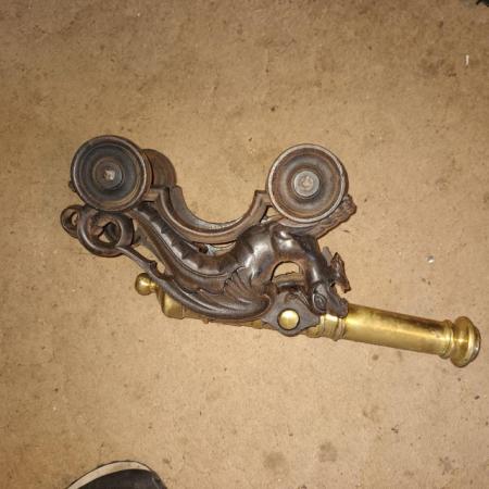 Image 1 of Large brass & Cast Iron cannon weighs 7kg antique