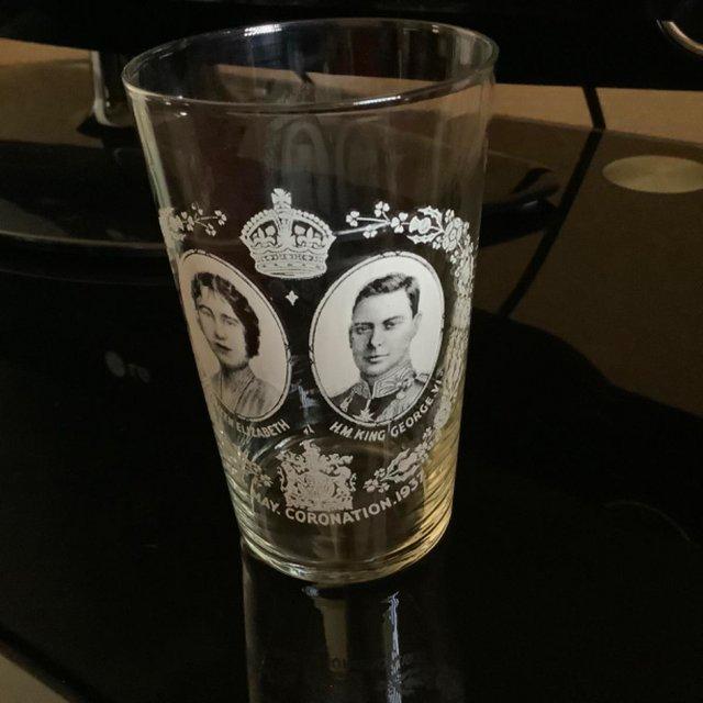 Preview of the first image of 1937 George Vl Coronation glass tumbler.
