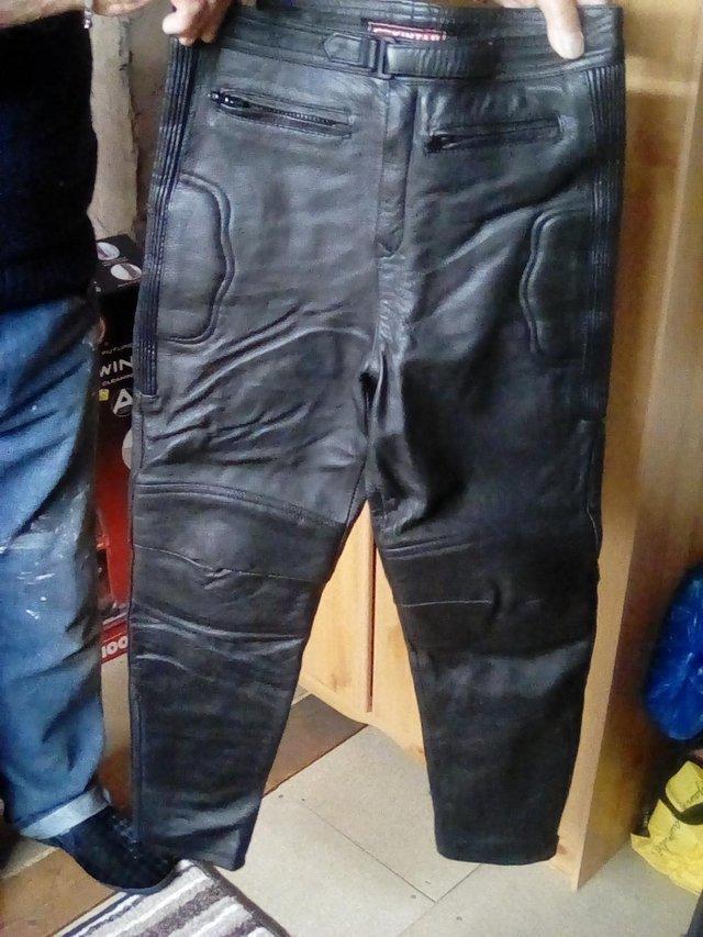 Preview of the first image of Boys Black leather riding pants.