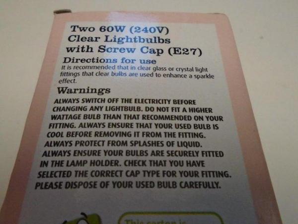 Image 1 of 2x 60W Dimmable Clear GLS Incandescent Light Bulbs ES E27