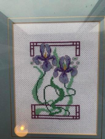 Image 3 of cross stitch picture in wooden frame