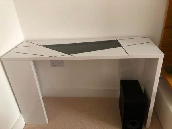 Image 6 of A Side/Console Table -White High Gloss with Black Glass
