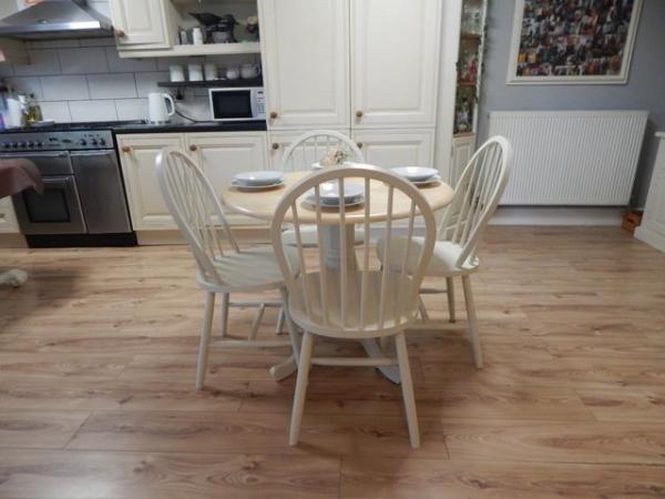 Image 3 of Dropleaf Kitchen / Dining table & 4 chairs , Beech , Vintage