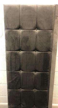 Image 1 of KING GREY PLUSH HEADBOARD WITH BUTTONS