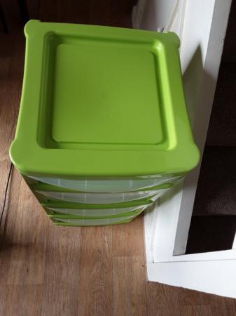 Image 1 of Green four drawer storage tower