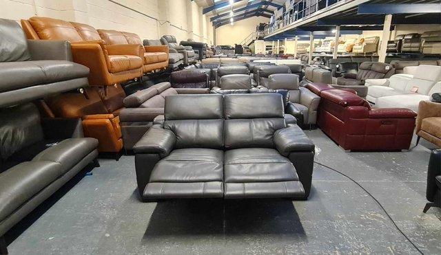 Image 10 of Laurence dark grey leather electric recliner 2 seater sofa