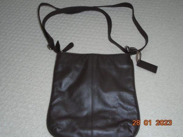 Image 1 of Ashwood Zipped Dark Brown Leather Cross-Body Handbag