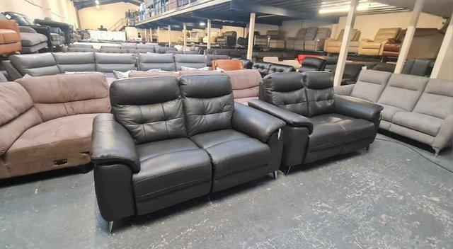 Image 11 of La-z-boy Sloane grey leather recliner 2x2 seater sofas