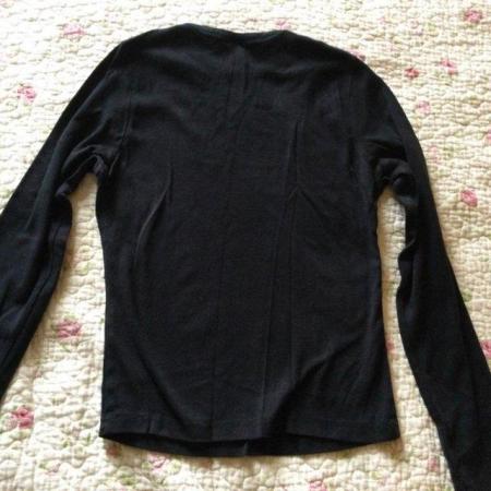 Image 2 of x3 Black 100% Cotton Long Sleeve Basic Crew Neck Tops